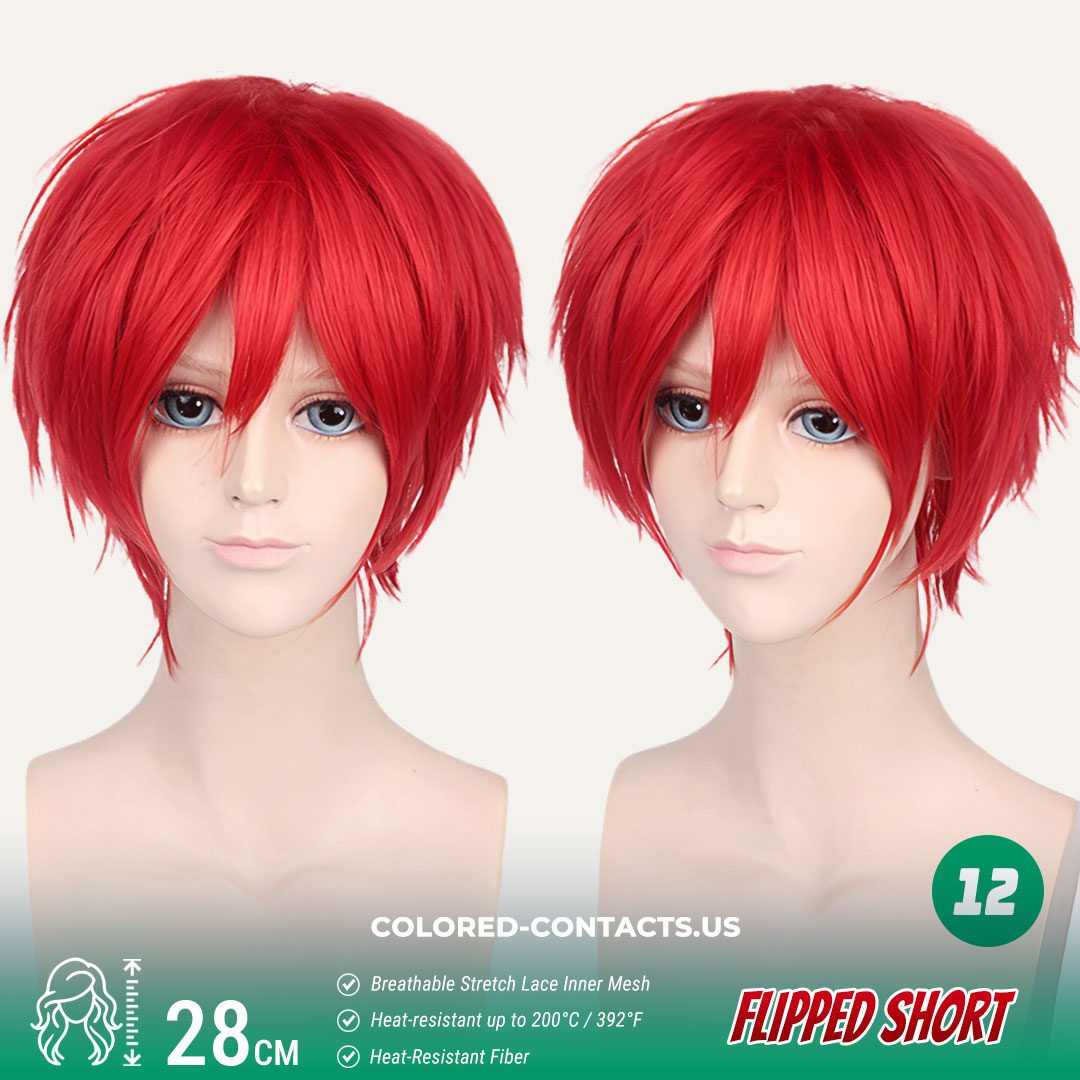 28cm Flipped Short Cosplay Wig Collection - 20 Colors - thumbnail 5