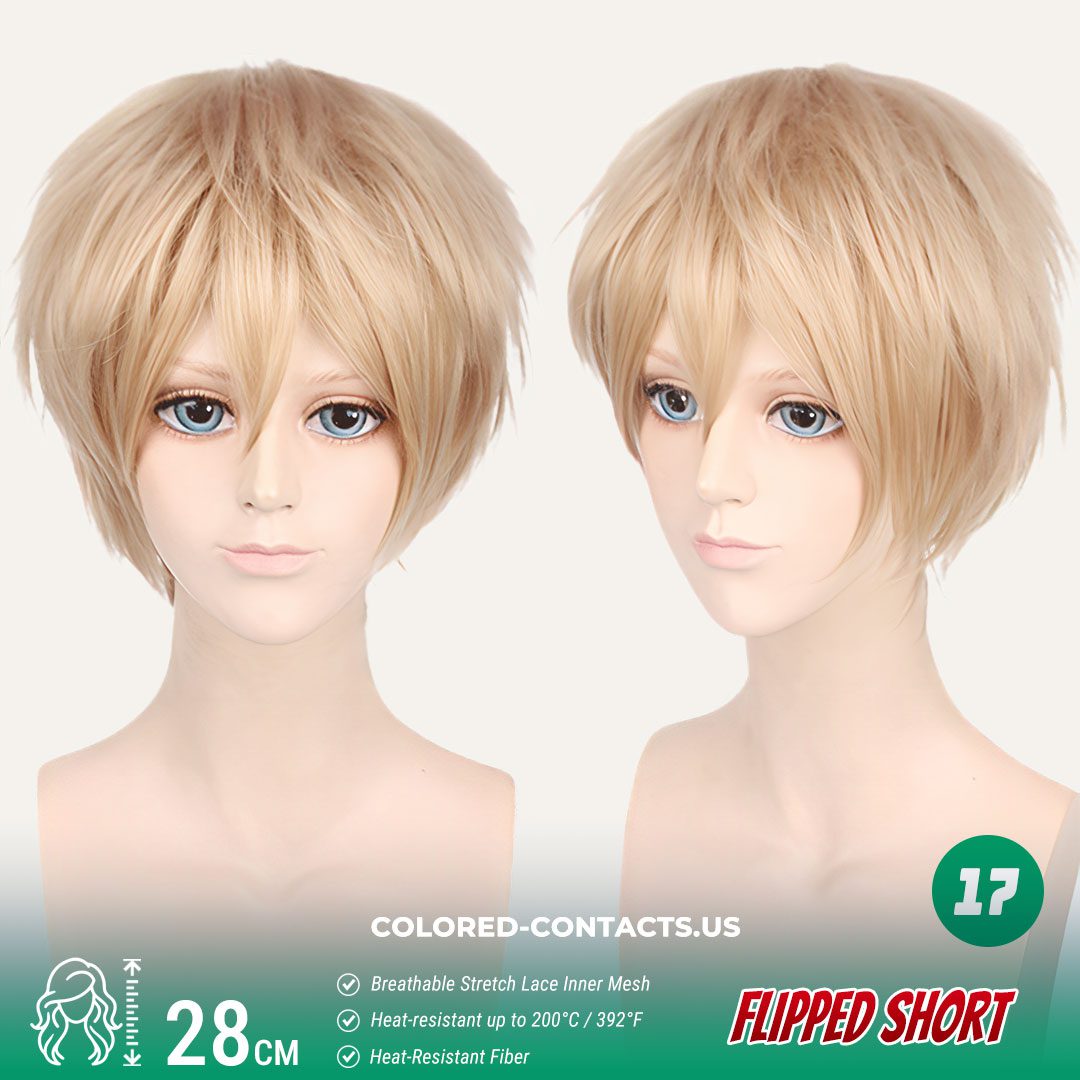 28cm Flipped Short Cosplay Wig Collection - 20 Colors - thumbnail 2