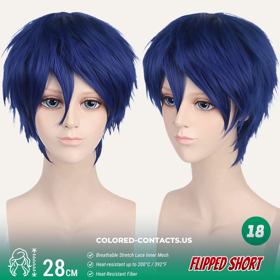 28cm Flipped Short Cosplay Wig Collection - 20 Colors - thumbnail 3