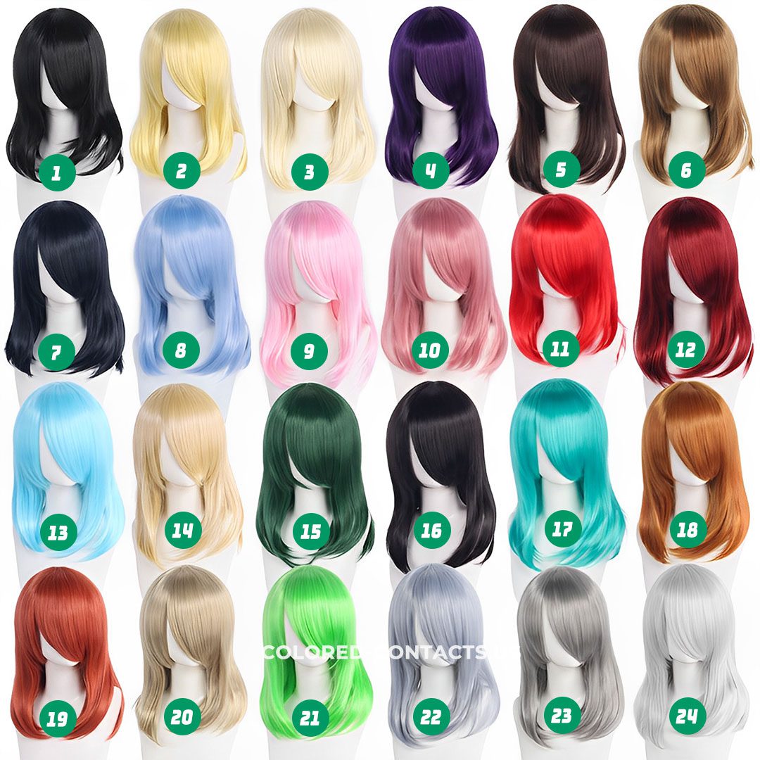 40cm Medium-Length Inward Curl Cosplay Wig Collection – 24 Colors - image 1