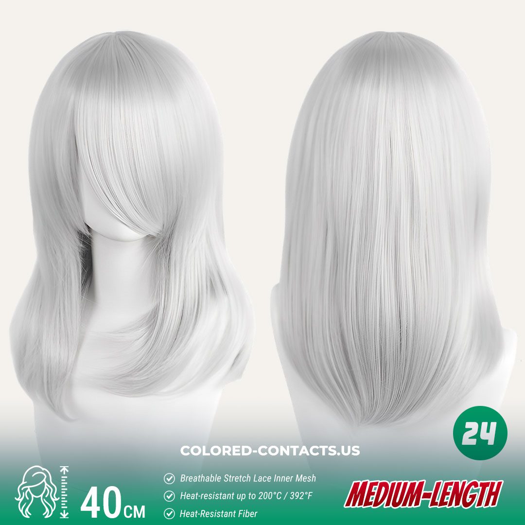 40cm Medium-Length Inward Curl Cosplay Wig Collection - 24 Colors - thumbnail 2