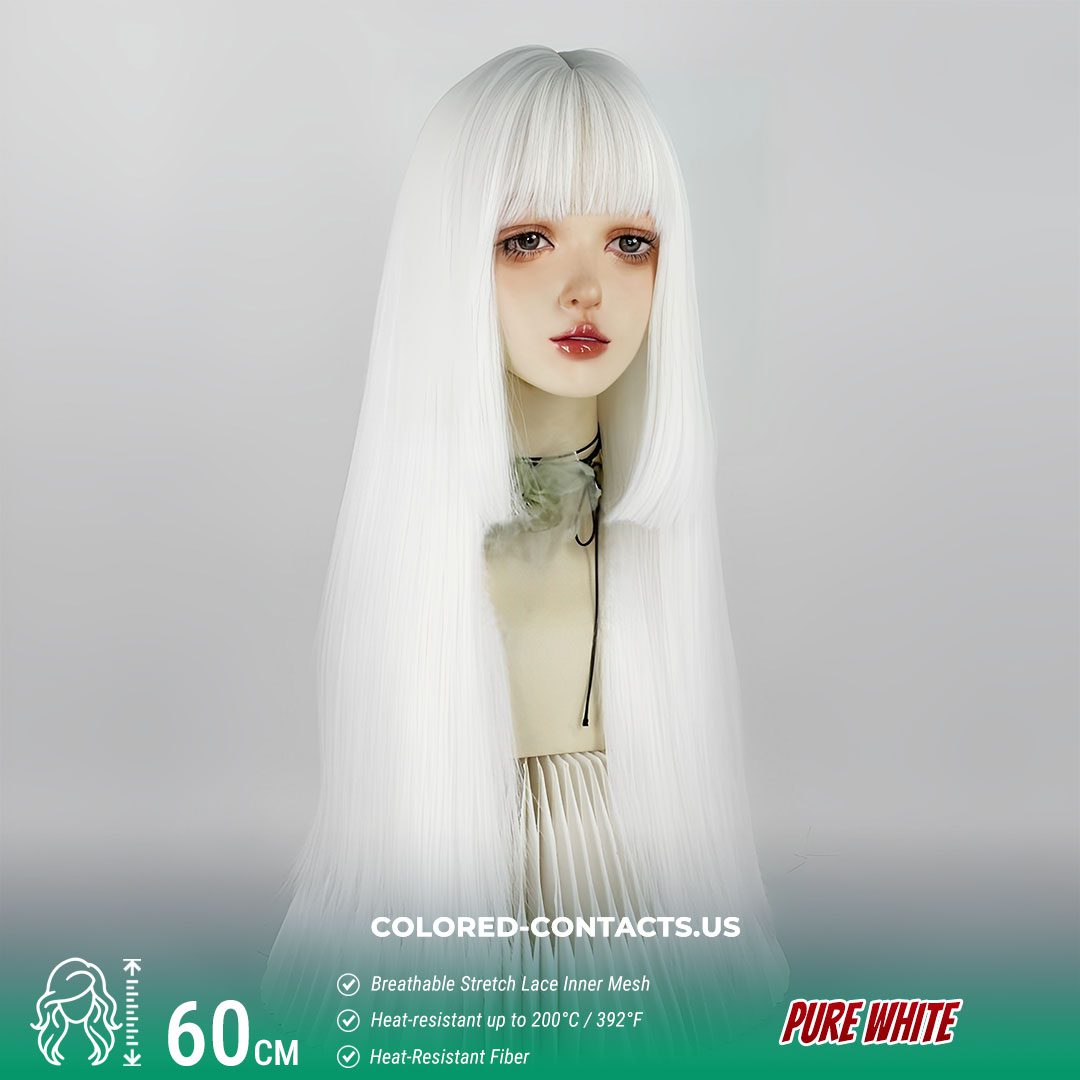 60cm Pure White Straight Wig - image 1