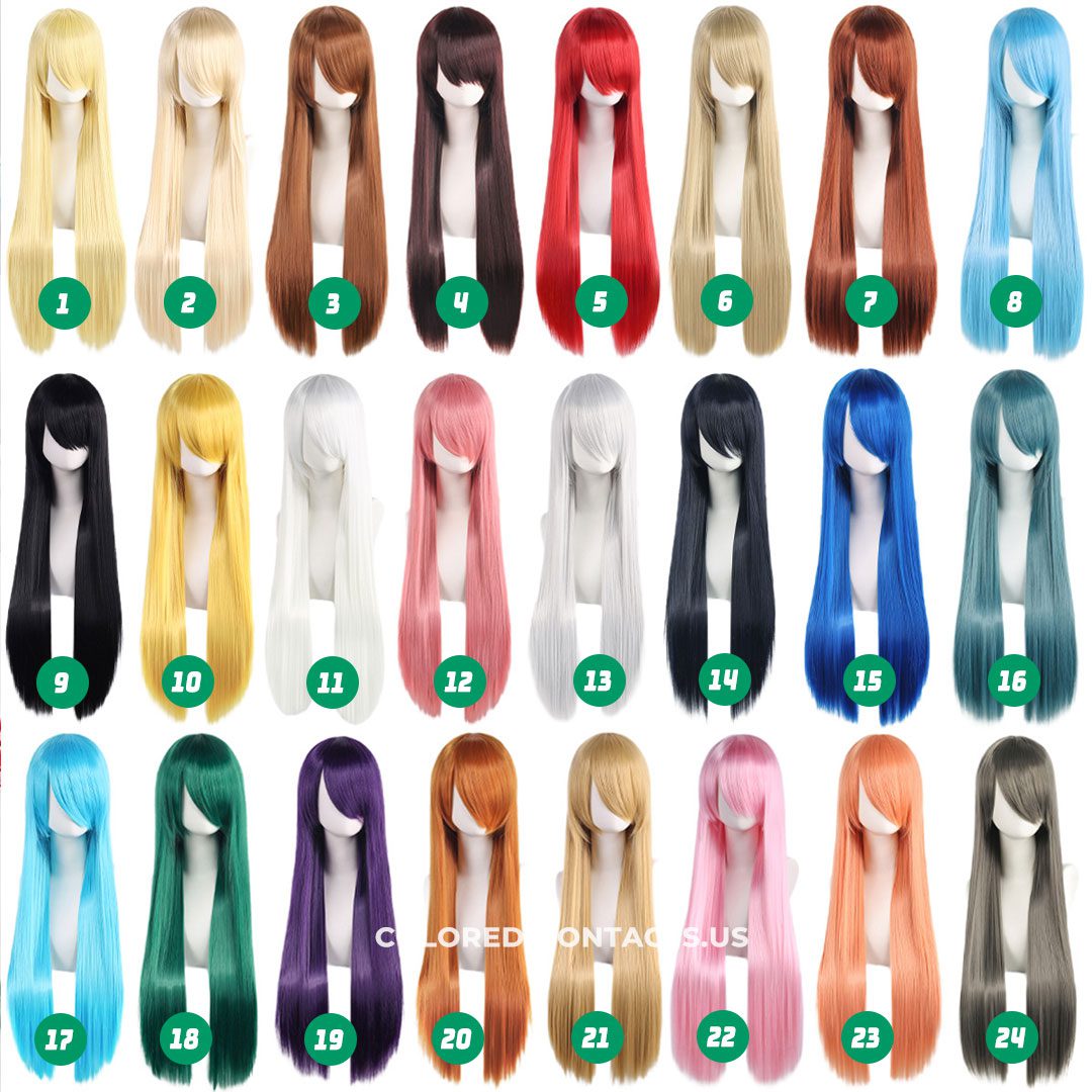 60cm Universal Straight Cosplay Wig Collection - 24 Colors - image 1
