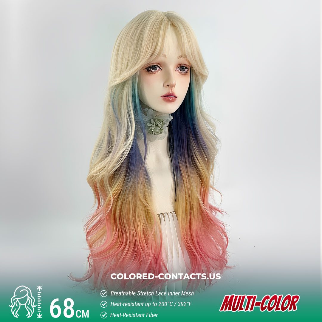 68cm Multi-Color Gradient Cosplay Wig - Twilight Blend - image 1