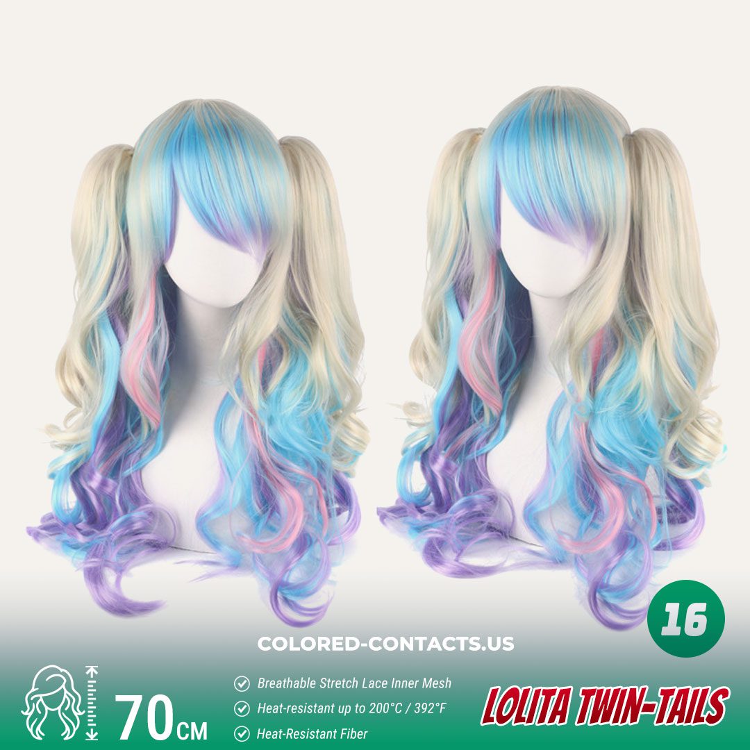 70cm Lolita Twin-Tails Curly Cosplay Wig - 20 Colors - thumbnail 4