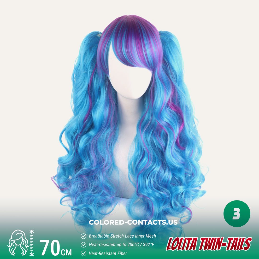 70cm Lolita Twin-Tails Curly Cosplay Wig - 20 Colors - thumbnail 3