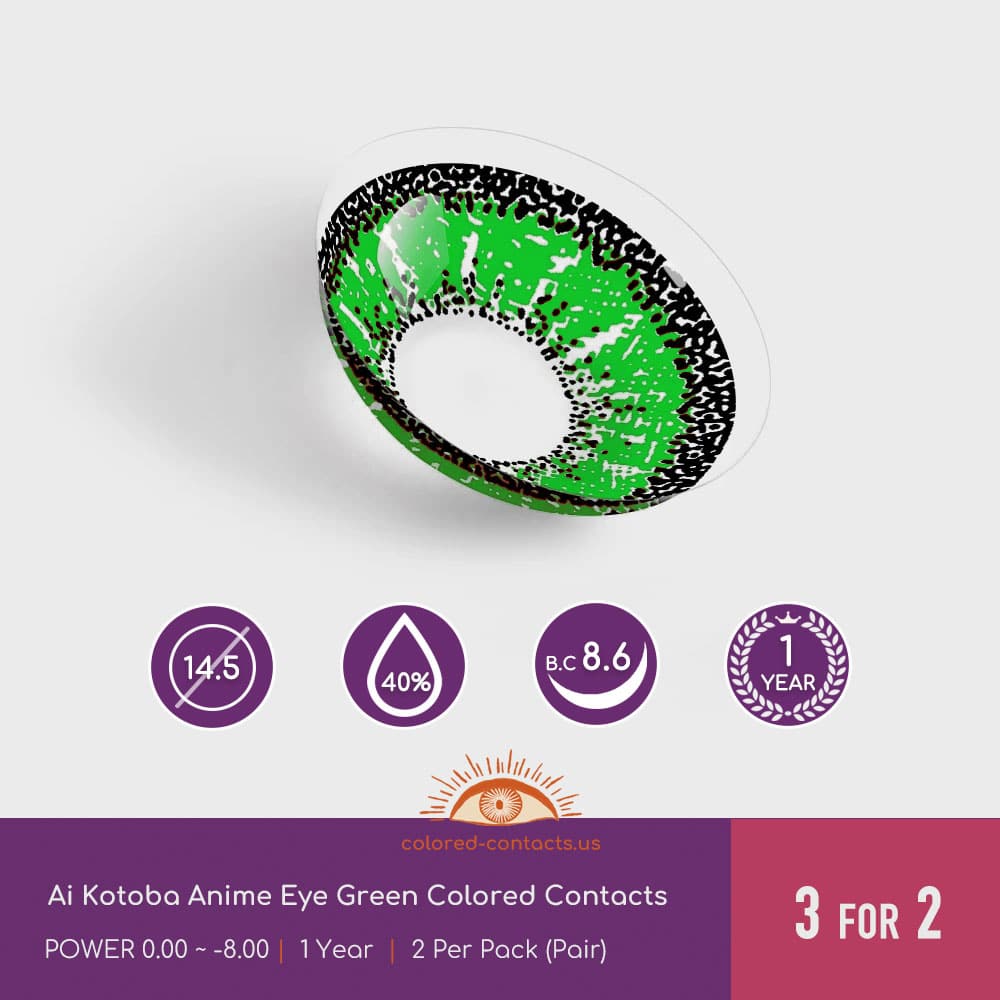 Ai Kotoba Anime Eye Green Colored Contacts - thumbnail 4