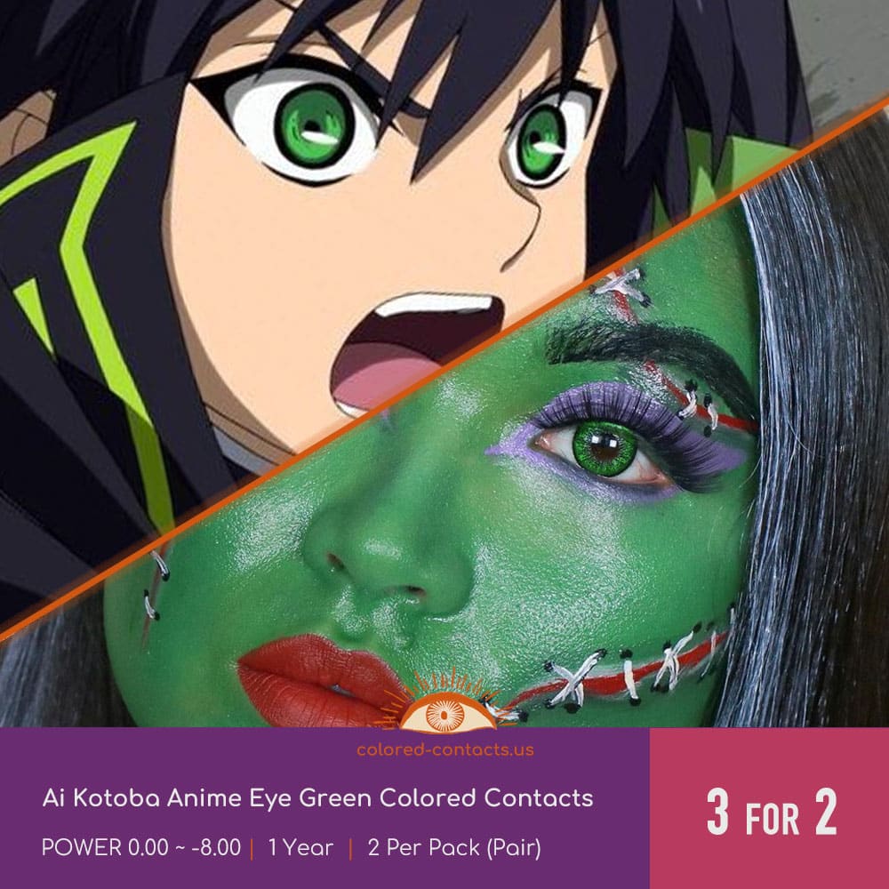 Ai Kotoba Anime Eye Green Colored Contacts - thumbnail 3