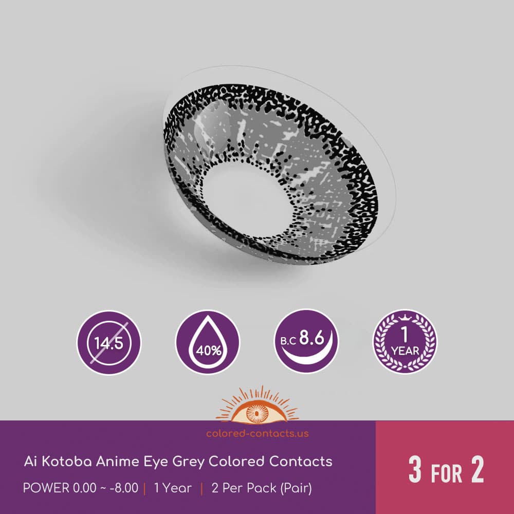 Ai Kotoba Anime Eye Grey Colored Contacts - thumbnail 3