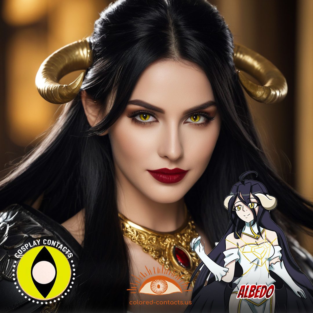 Overlord: Albedo Cosplay Yellow Cat Eye Contact Lenses - image 1