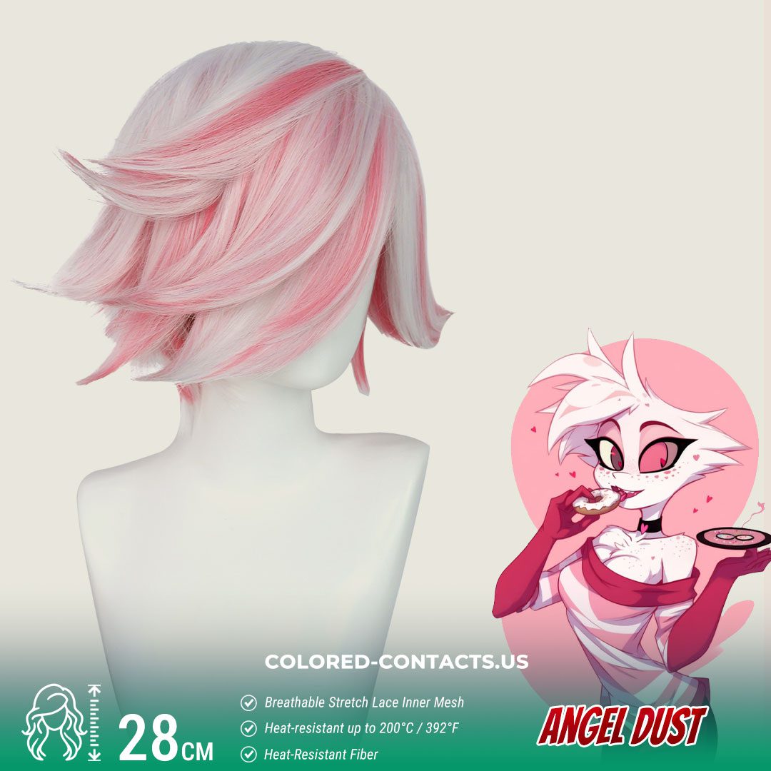 Angel Dust Cosplay Wig – Pink And White Wig - thumbnail 3