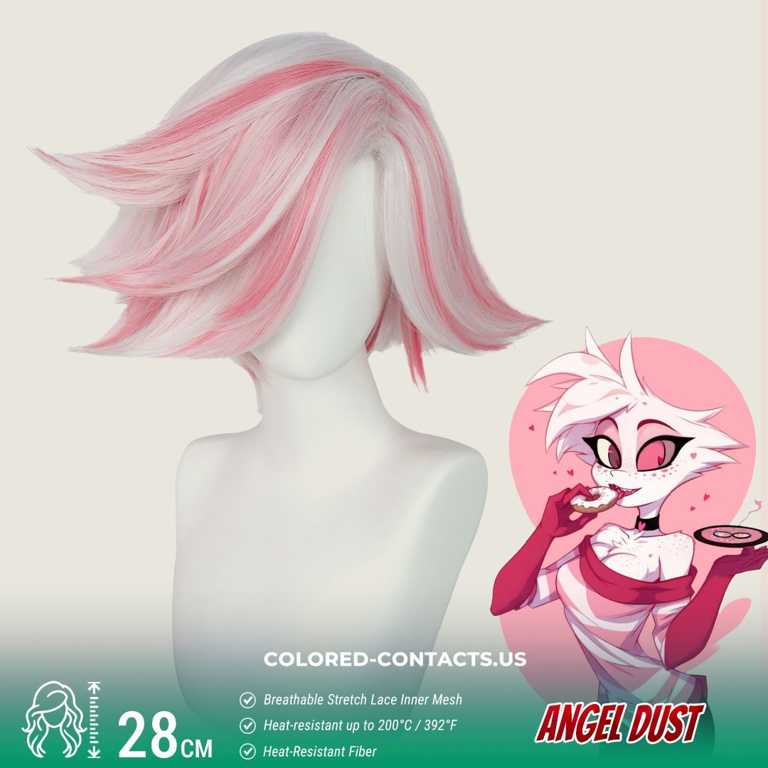 Angel Dust Cosplay Wig - Pink And White Wig - image 1