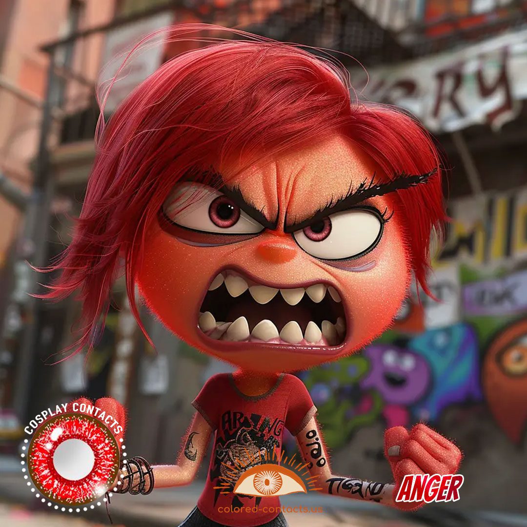 Inside Out: Anger Cosplay Red Contact Lenses - image 1