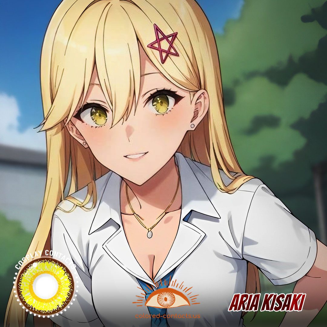 2.5 Dimensional: Aria Kisaki Cosplay Gold Contact Lenses - image 1