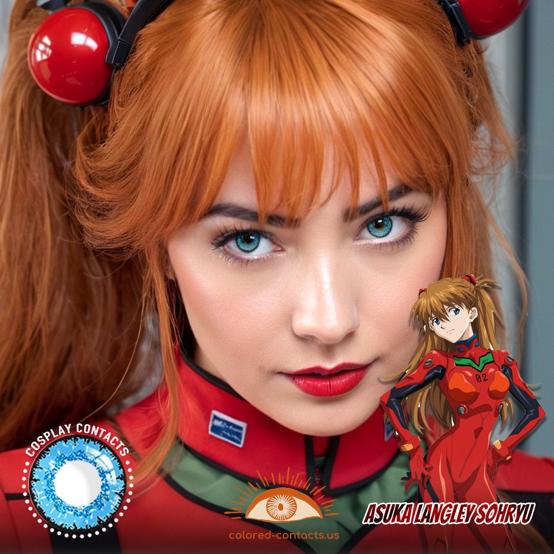 EVANGELION: Asuka Langley Sohryu Cosplay Blue Contact Lenses - image 1