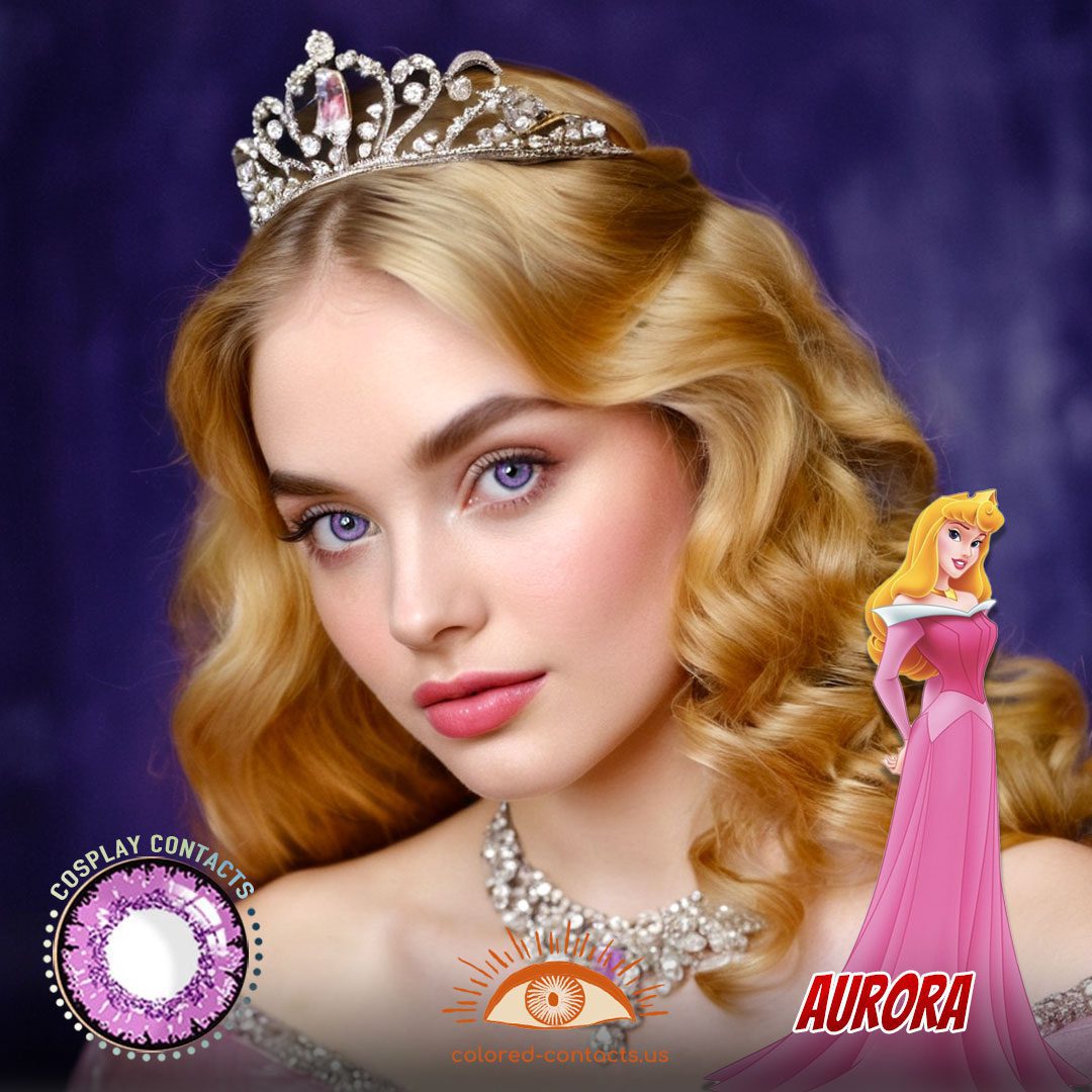 Sleeping Beauty: Aurora Cosplay Purple Contact Lenses - image 1