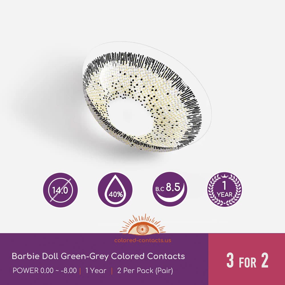 Barbie Doll Green-Grey Colored Contacts - thumbnail 2