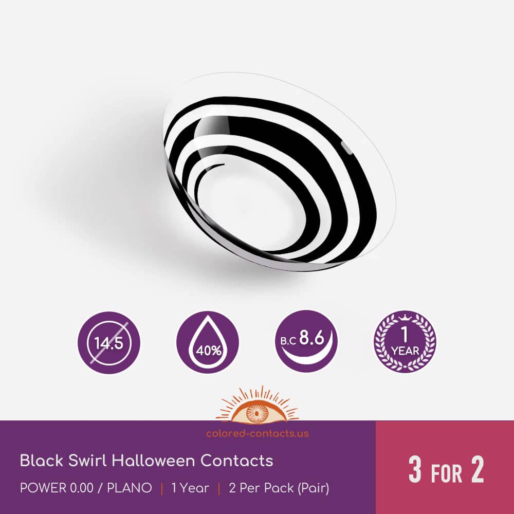 Black Swirl Halloween Contacts - thumbnail 4