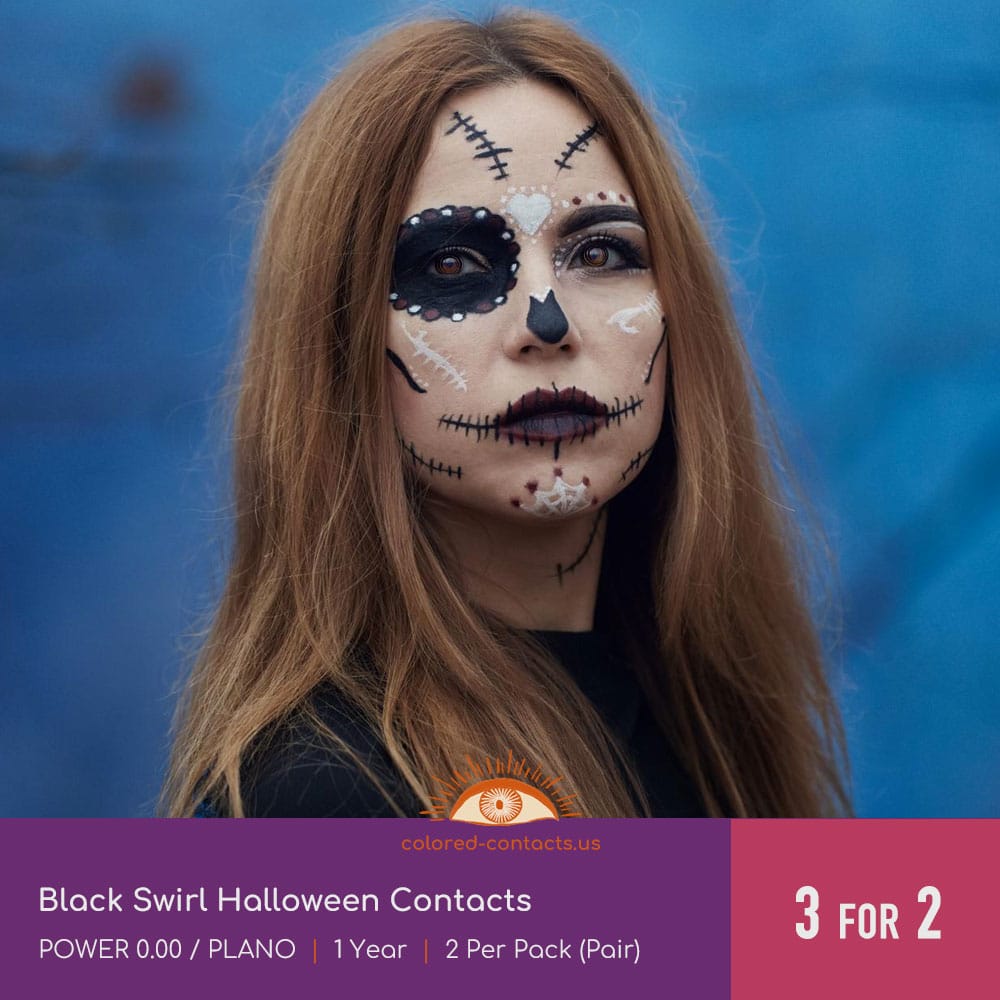 Black Swirl Halloween Contacts - thumbnail 3