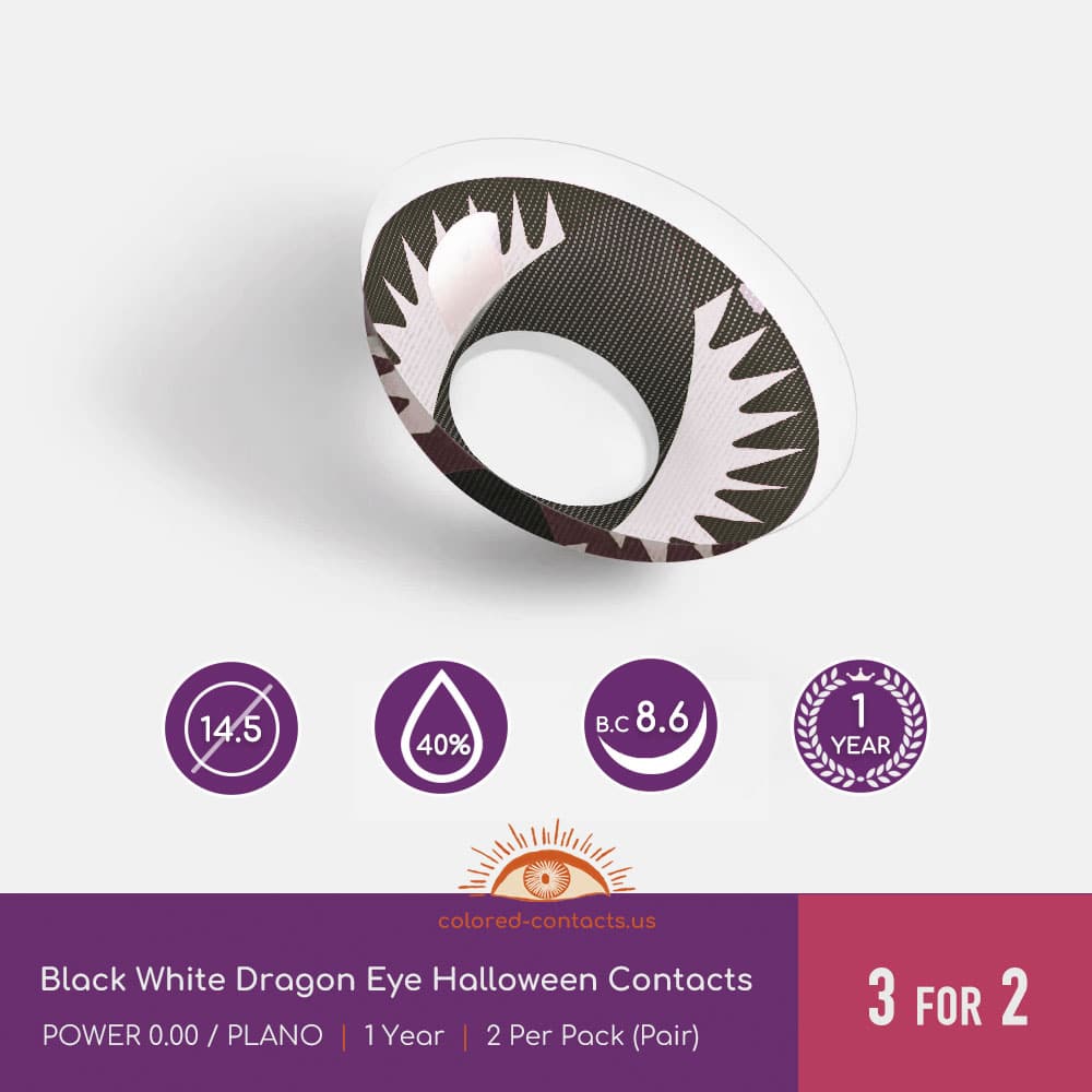 Black White Dragon Eye Halloween Contacts - thumbnail 3