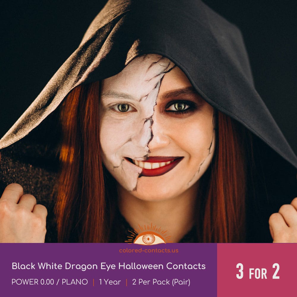 Black White Dragon Eye Halloween Contacts - thumbnail 2