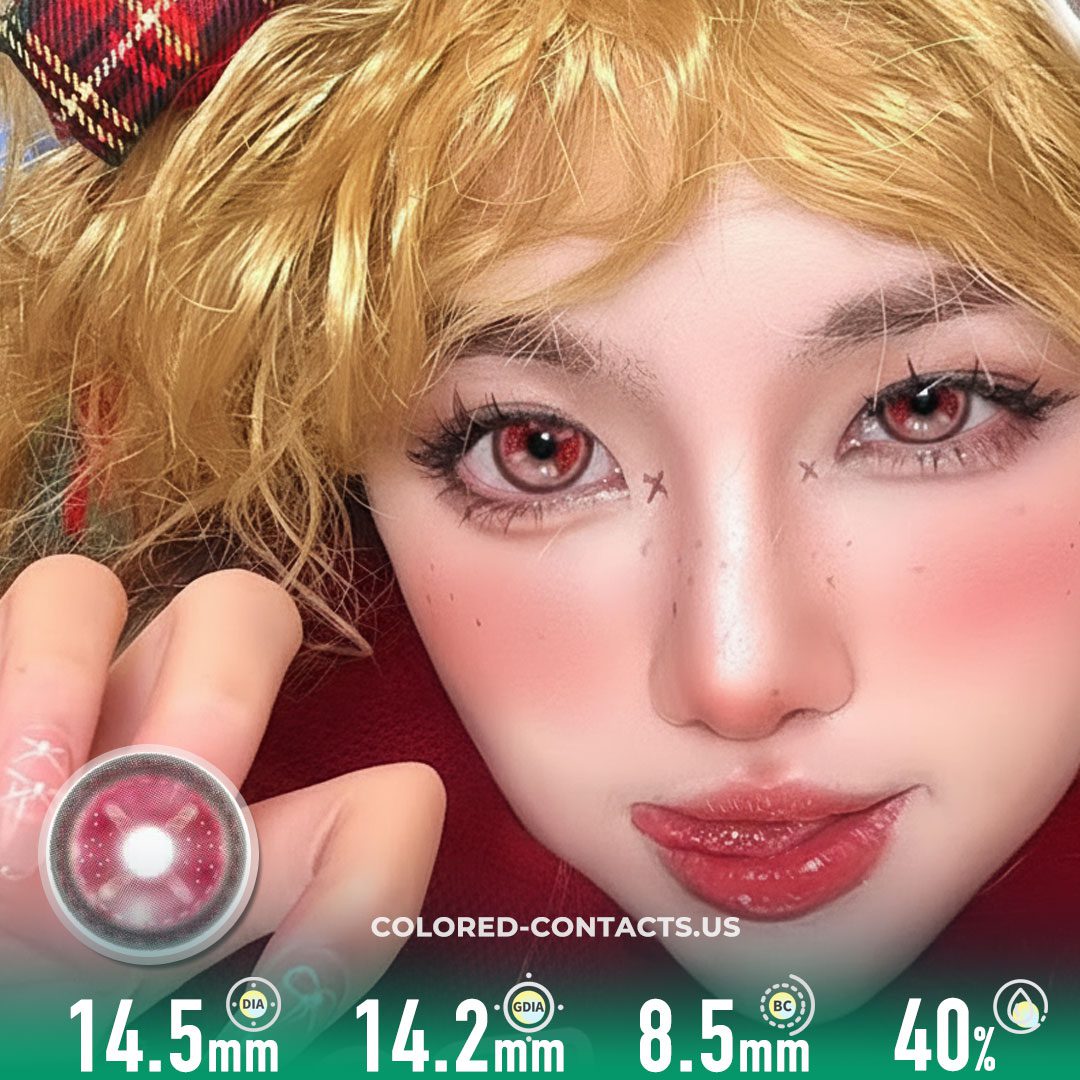 Bloody Strawberry Cross Eye Red Crazy Lenses | 4-Lens Pack - image 1