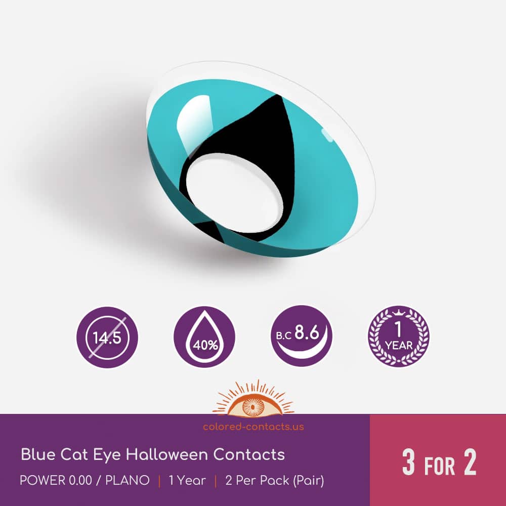 Blue Cat Eye Halloween Contacts - thumbnail 3