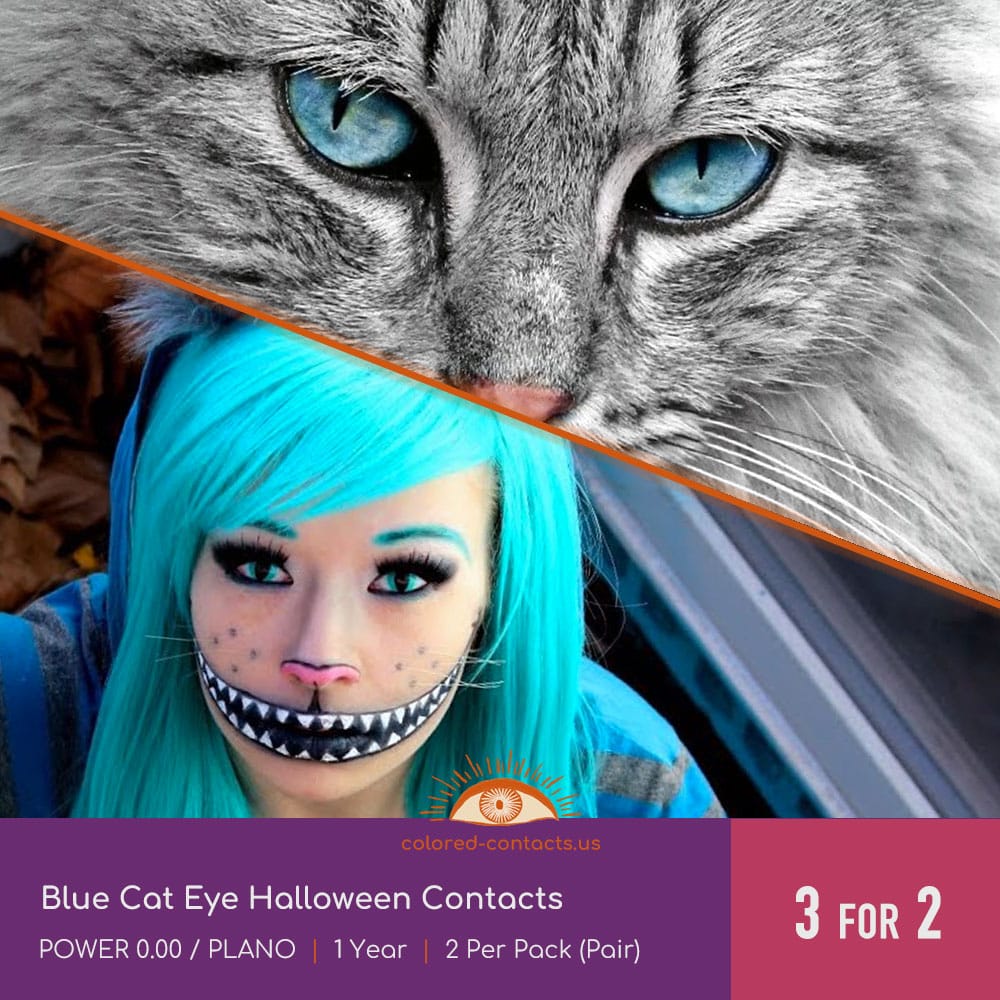 Blue Cat Eye Halloween Contacts - thumbnail 2