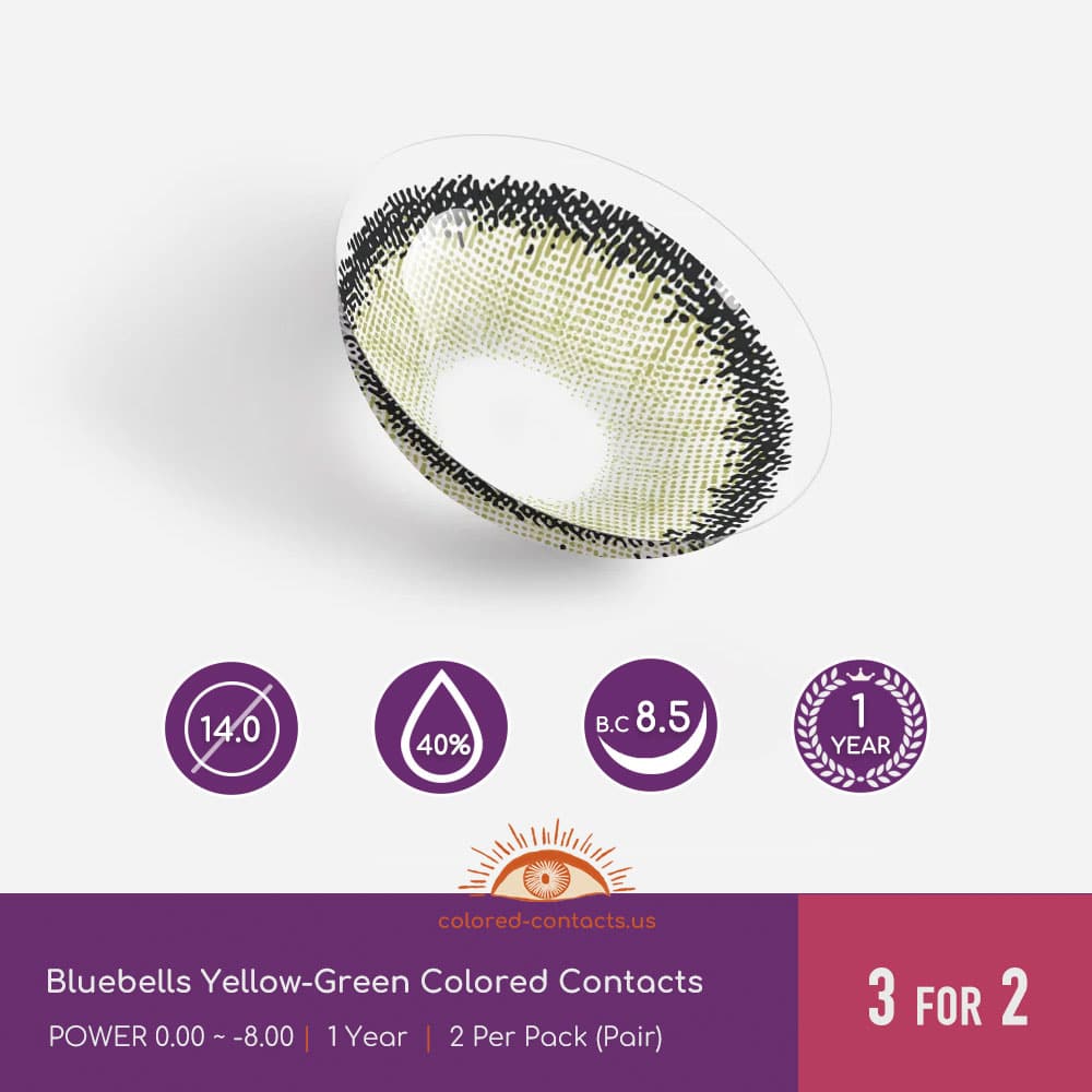 Bluebells Yellow-Green Colored Contacts - thumbnail 2