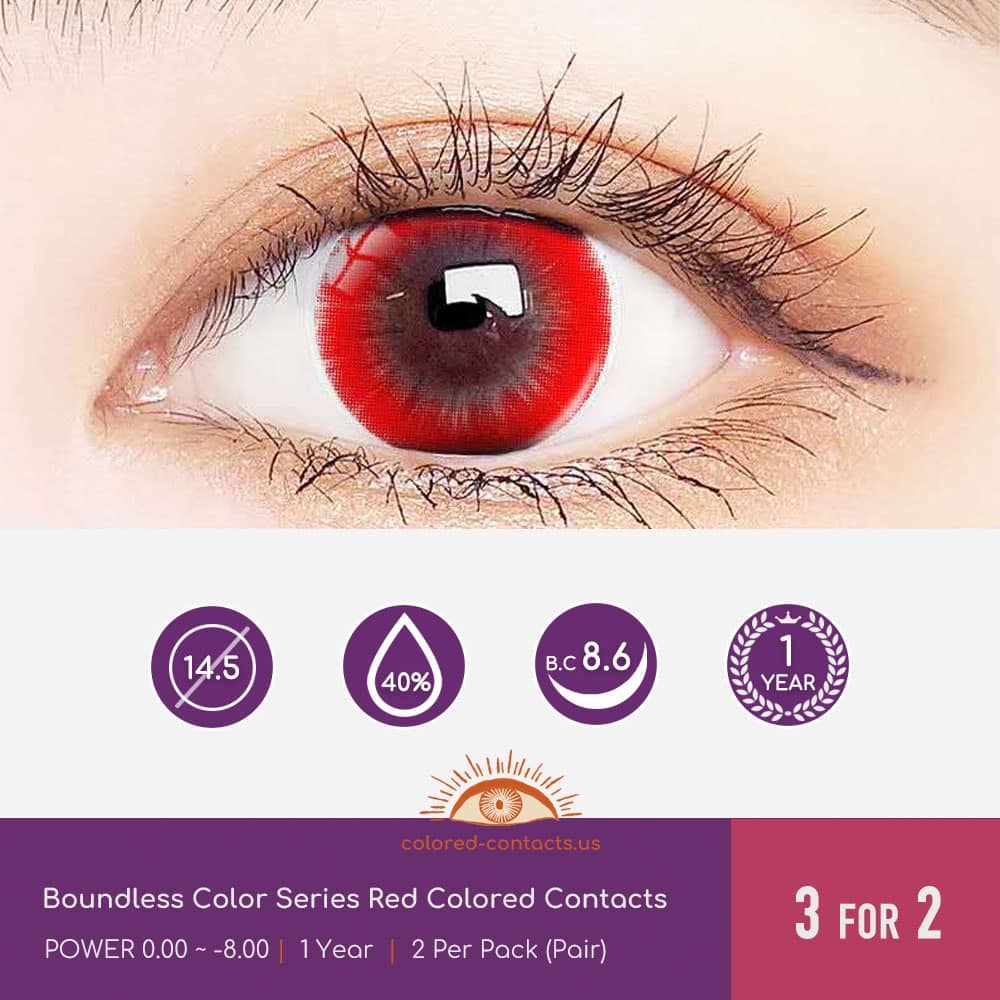 Boundless Color Series Red Colored Contacts - thumbnail 3