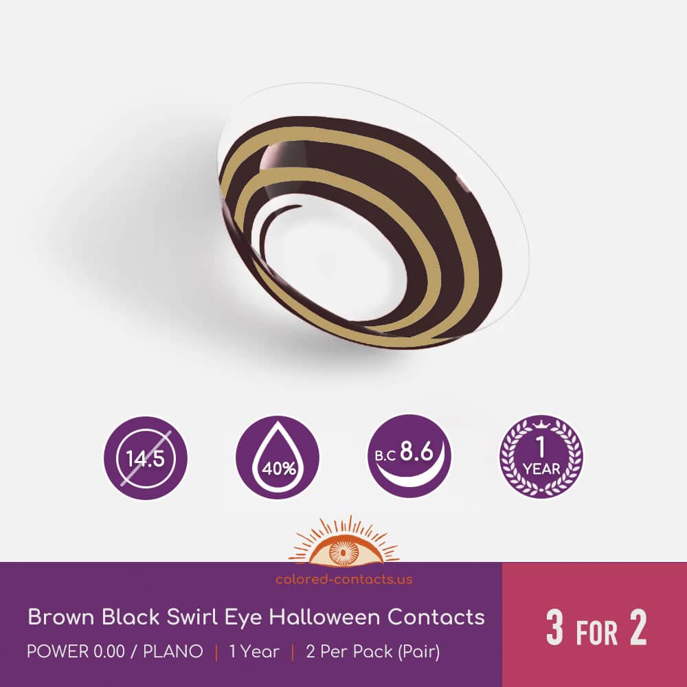 Brown Black Swirl Eye Halloween Contacts - thumbnail 3
