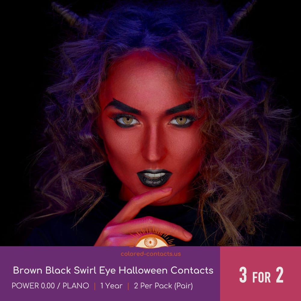 Brown Black Swirl Eye Halloween Contacts - thumbnail 2