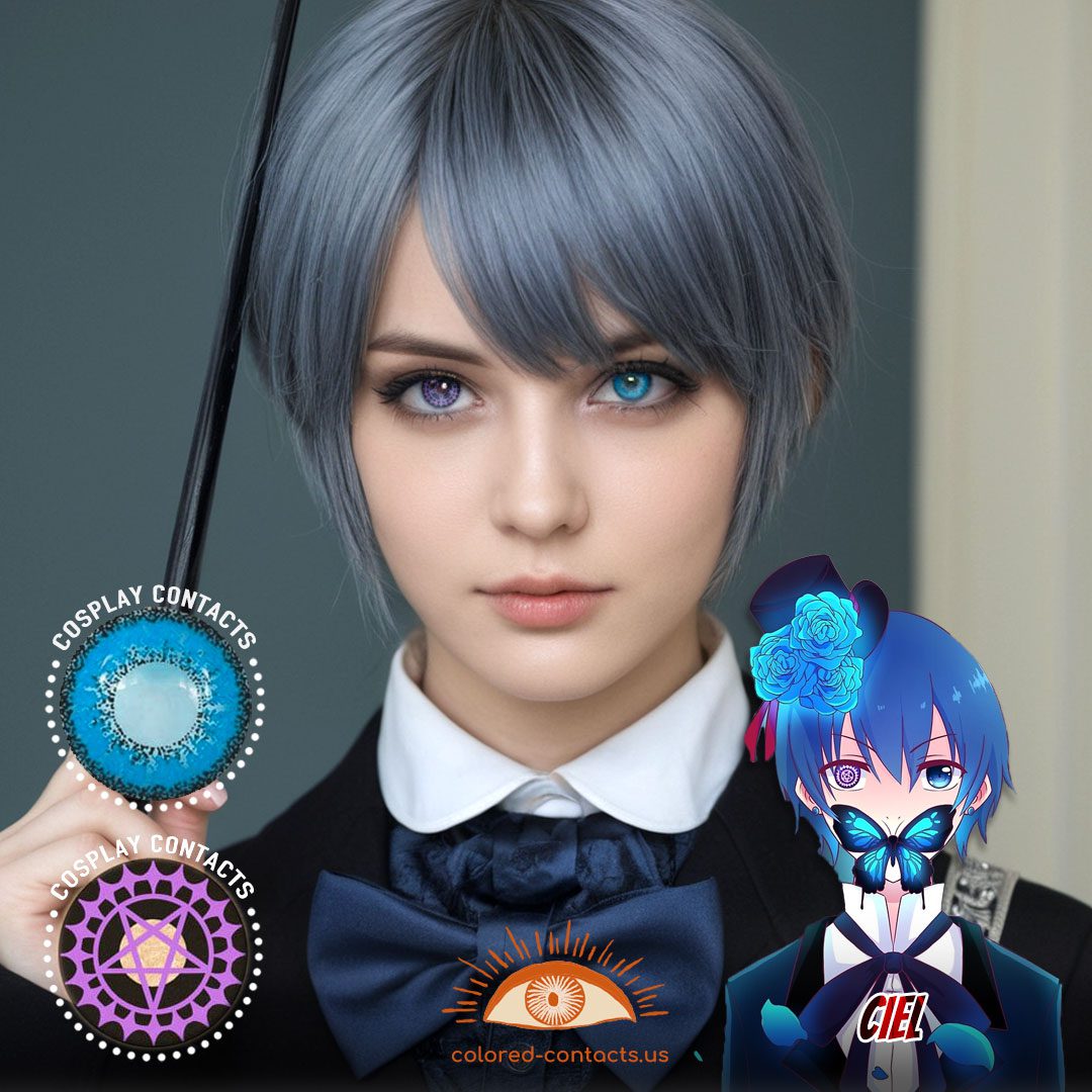Ciel Cosplay Heterochromia Contact Lenses - Vibrant Purple 0.00 Only - image 1