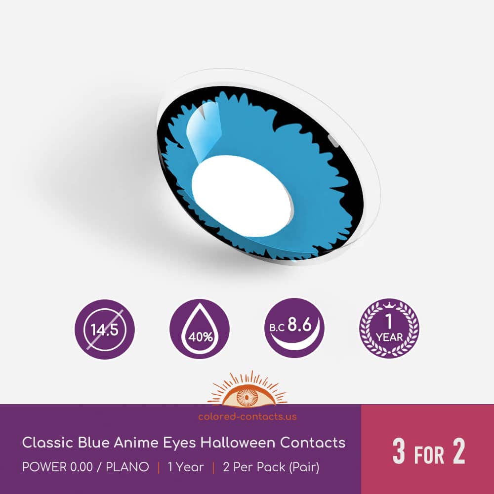 Classic Blue Anime Eyes Halloween Contacts - thumbnail 3
