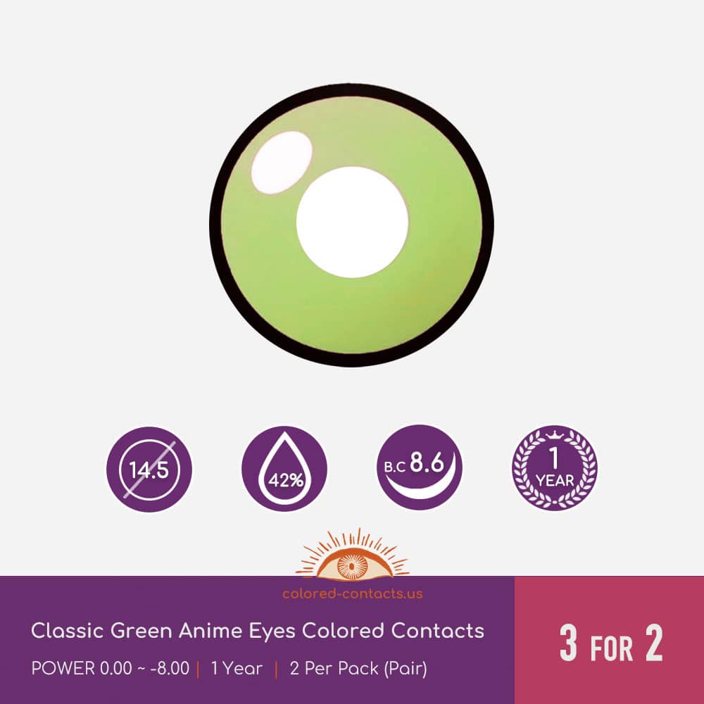 Classic Green Anime Eyes Colored Contacts - thumbnail 3