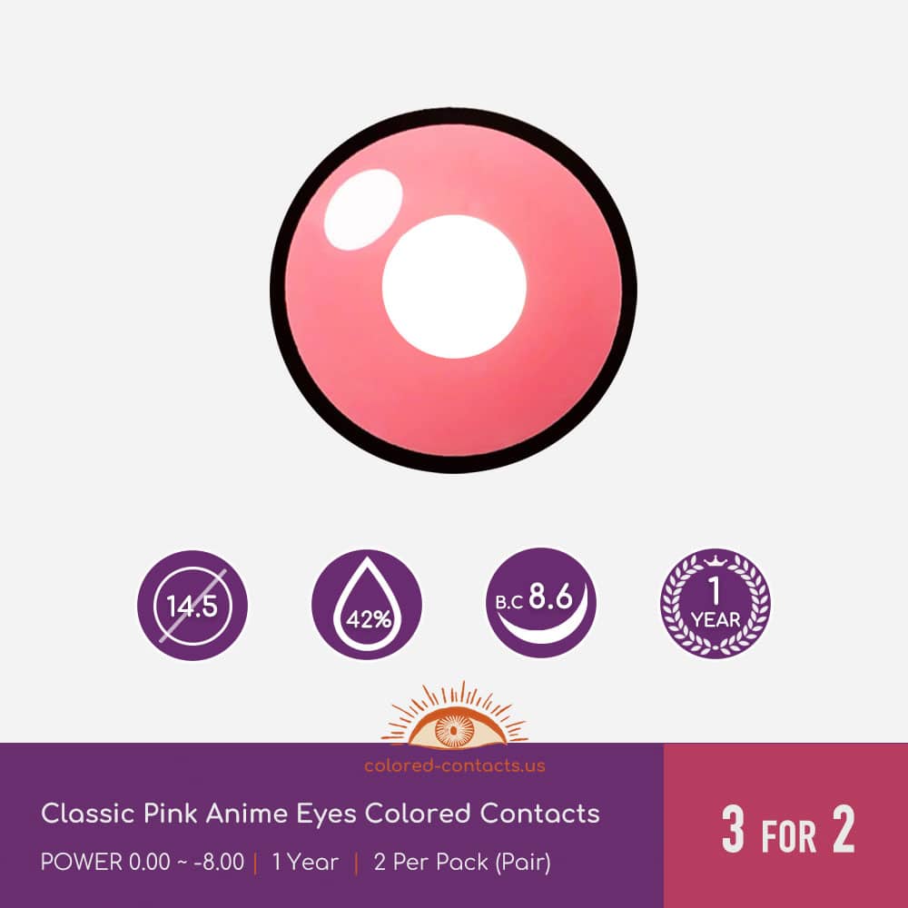 Classic Pink Anime Eyes Colored Contacts - thumbnail 3