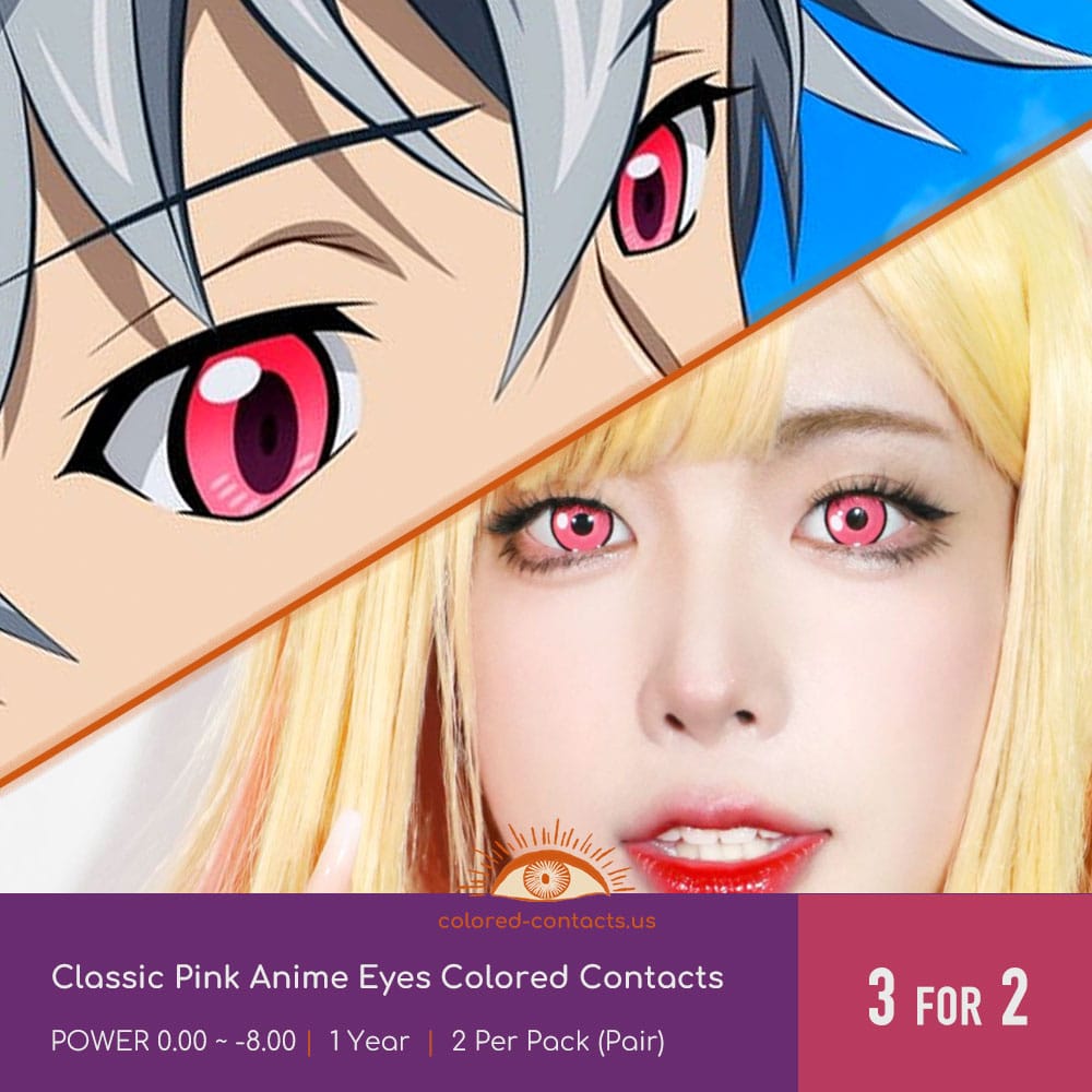 Classic Pink Anime Eyes Colored Contacts - thumbnail 2