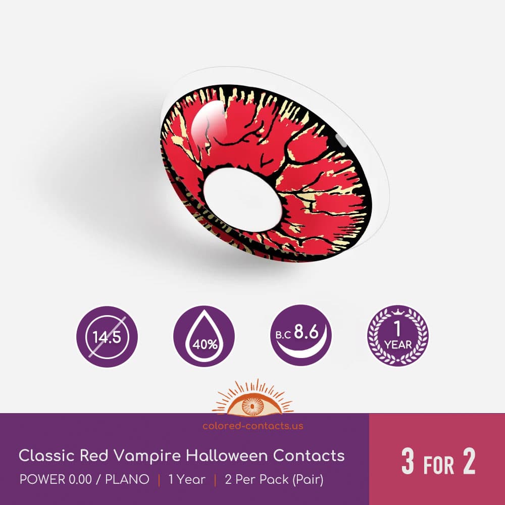 Classic Red Vampire Halloween Contacts - thumbnail 3