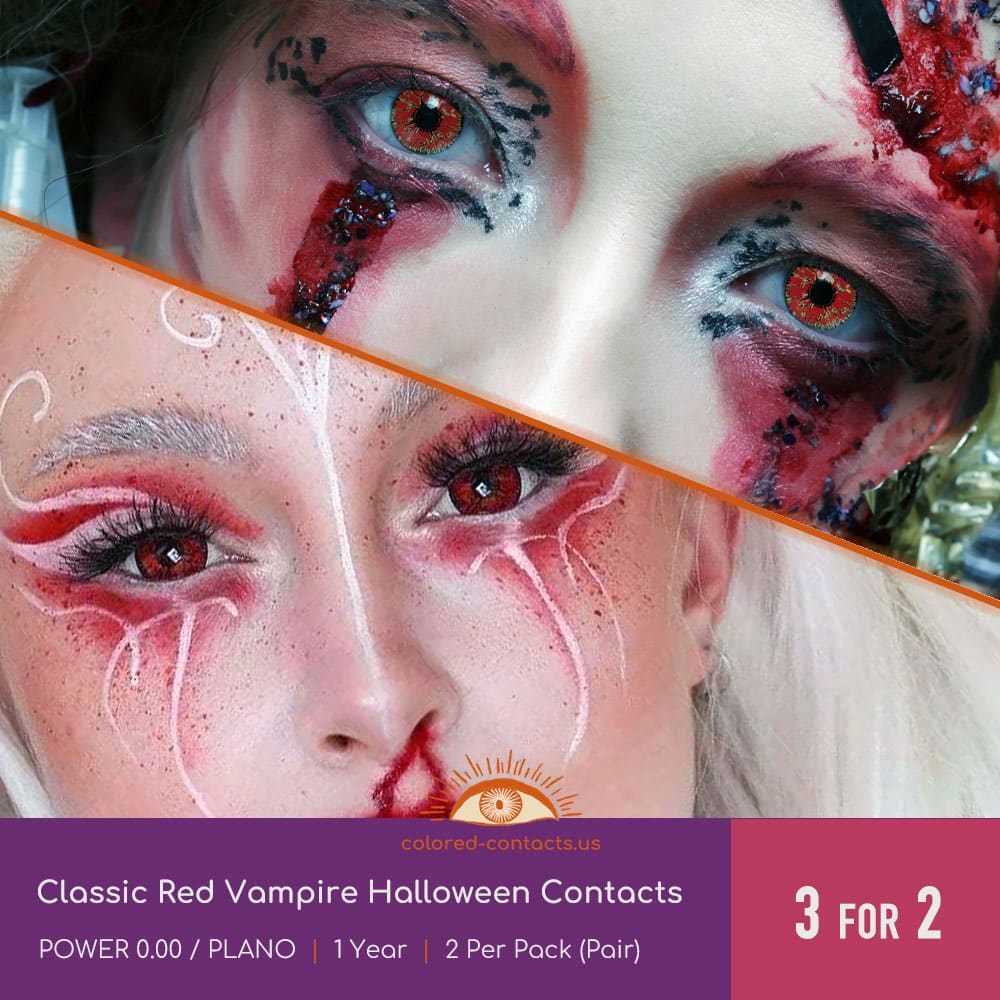 Classic Red Vampire Halloween Contacts - thumbnail 2