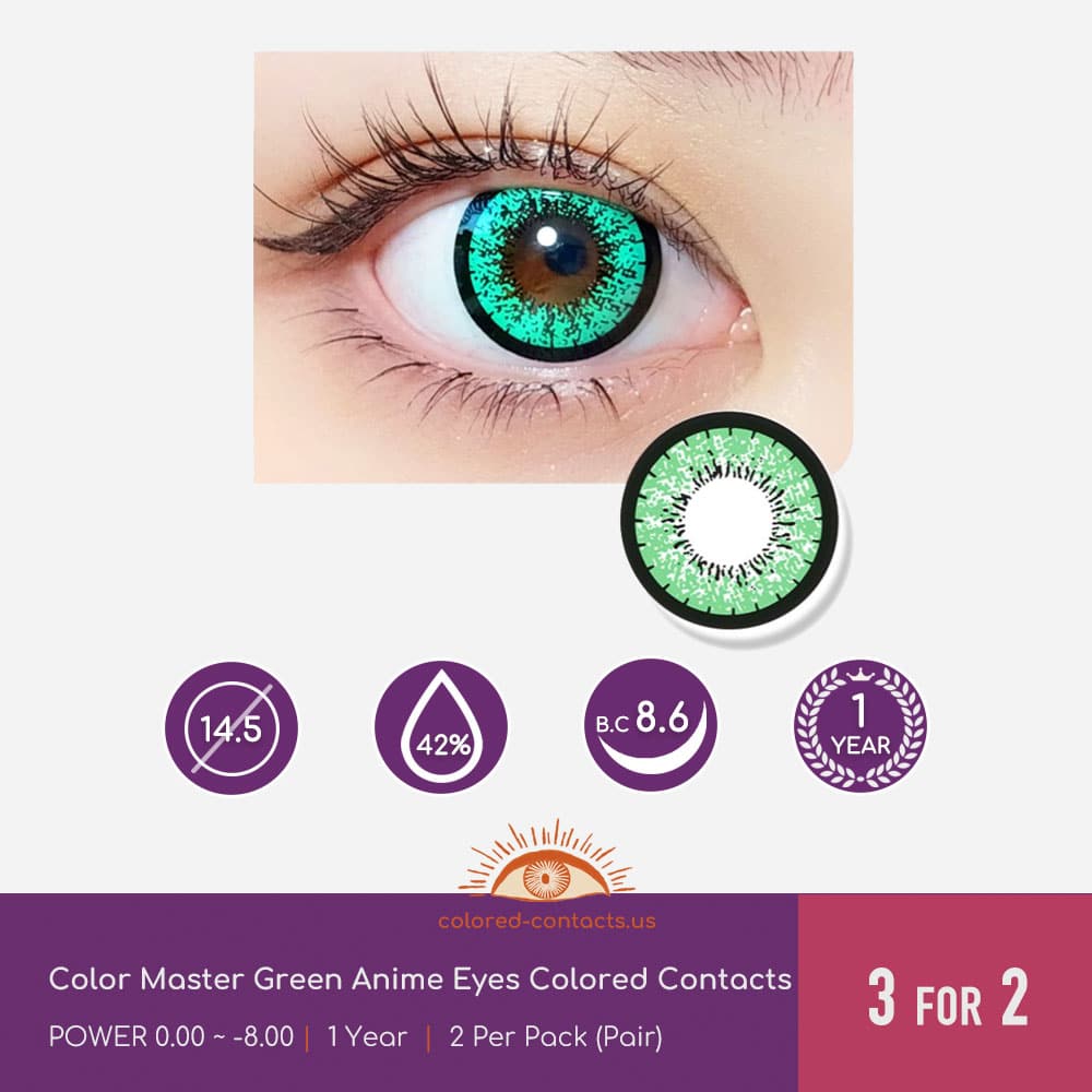 Color Master Green Anime Eyes Colored Contacts - thumbnail 3