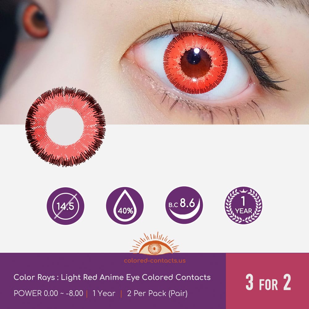 Light Red Anime Eye Colored Contacts - thumbnail 3