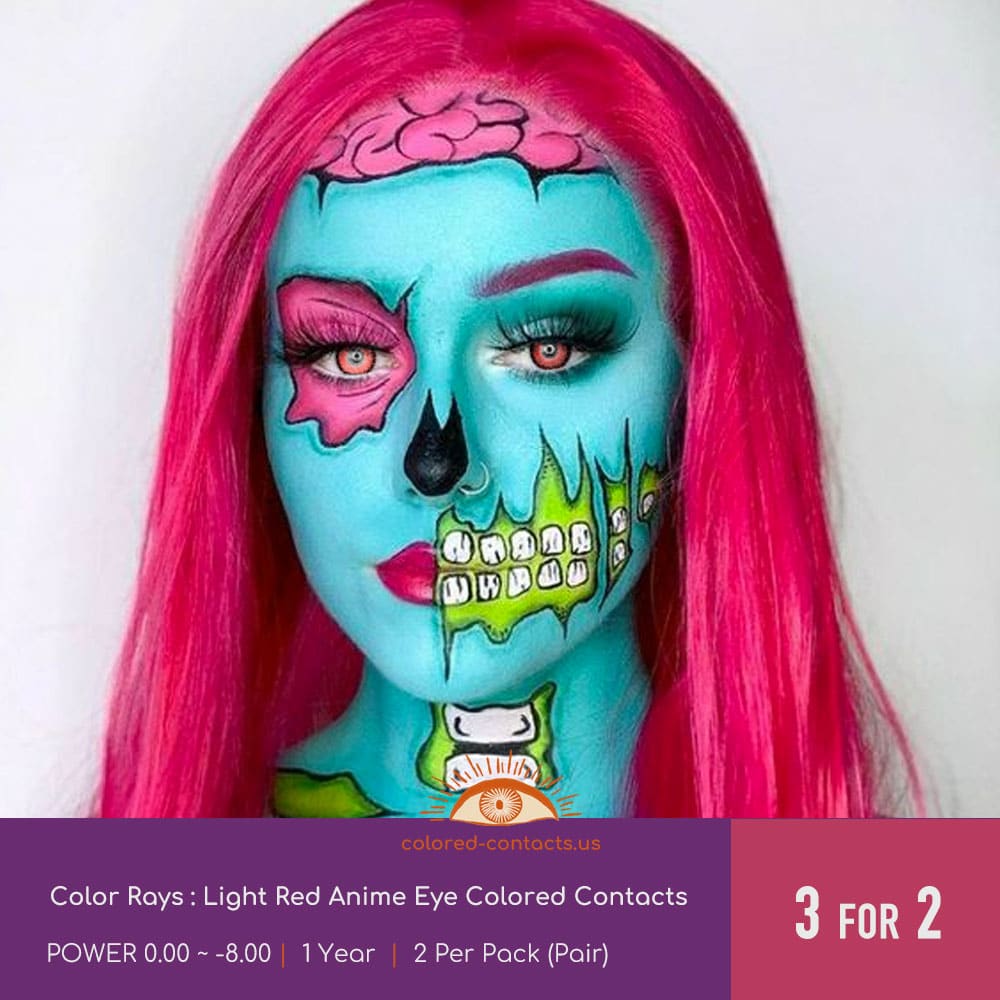Light Red Anime Eye Colored Contacts - thumbnail 2