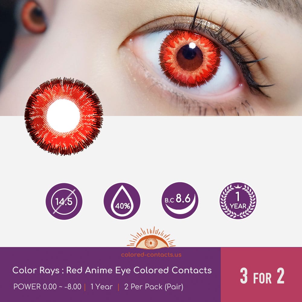 Color Rays Red Anime Eye Colored Contacts - thumbnail 3