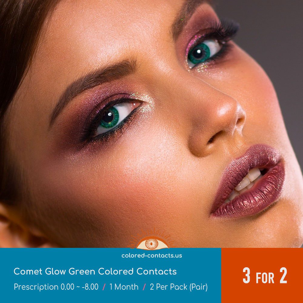 Comet Glow Green Colored Contacts - thumbnail 2