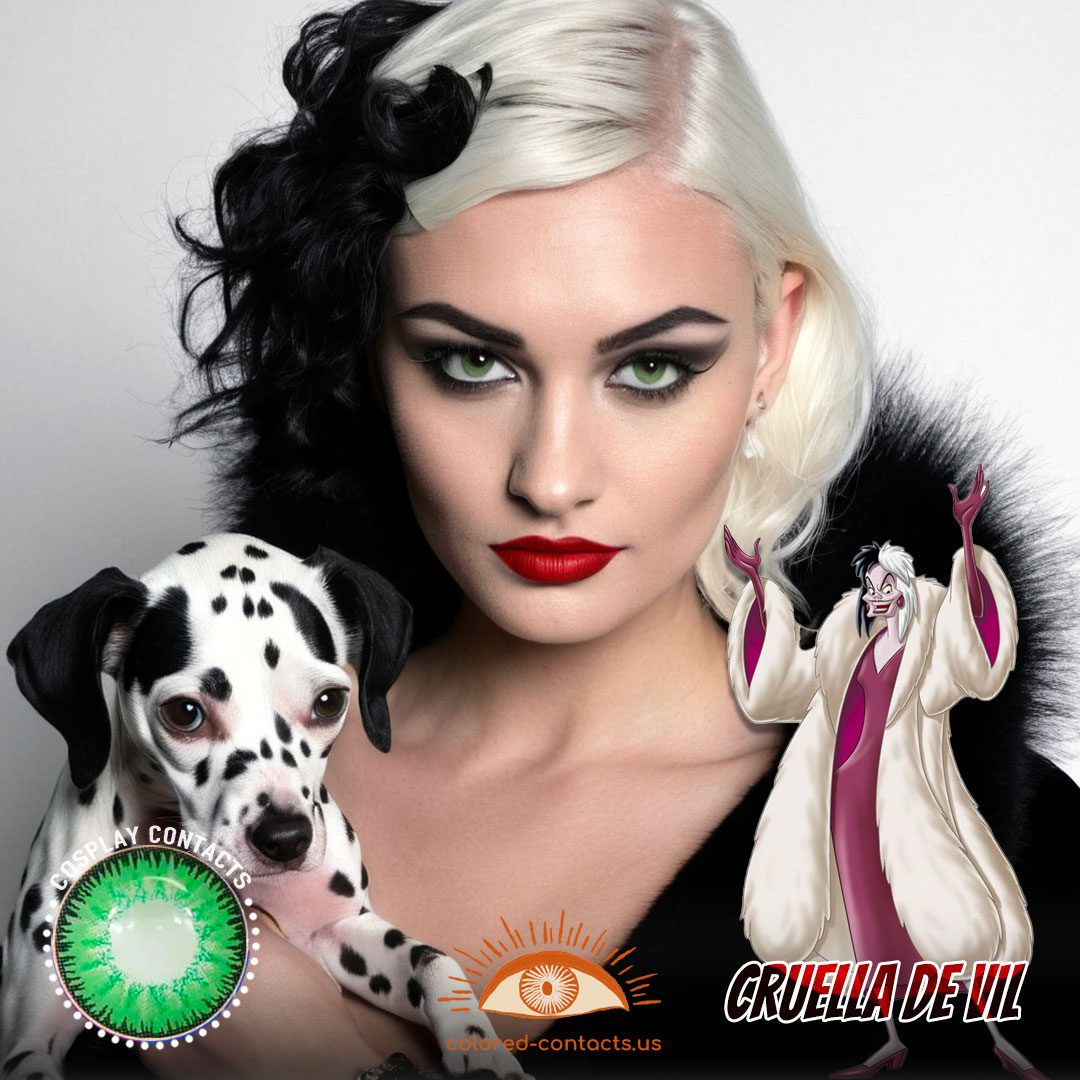 101 Dalmatians: Cruella de Vil Cosplay Green Contact Lenses - image 1