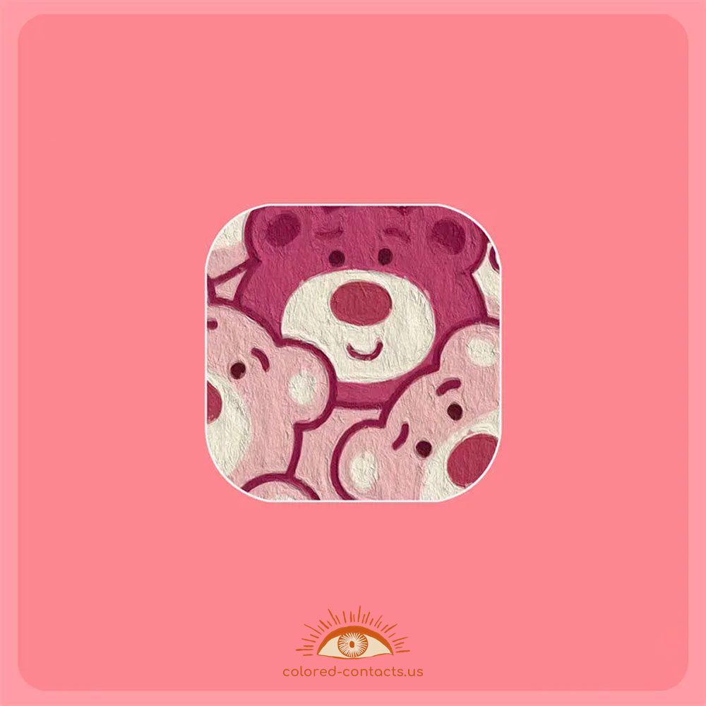 Cute Oil Painting Strawberry Bear Contact Lenses Case - image 1