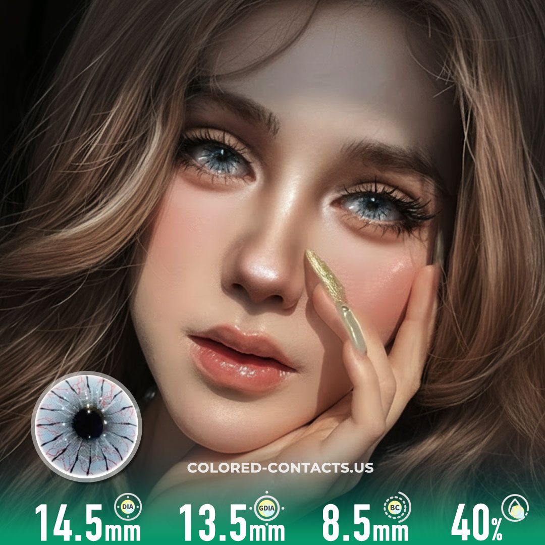 Cyan Spider Web Colored Contacts | 4-Piece Set - image 1