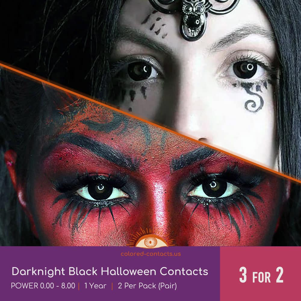 Darknight Black Halloween Contacts - thumbnail 2