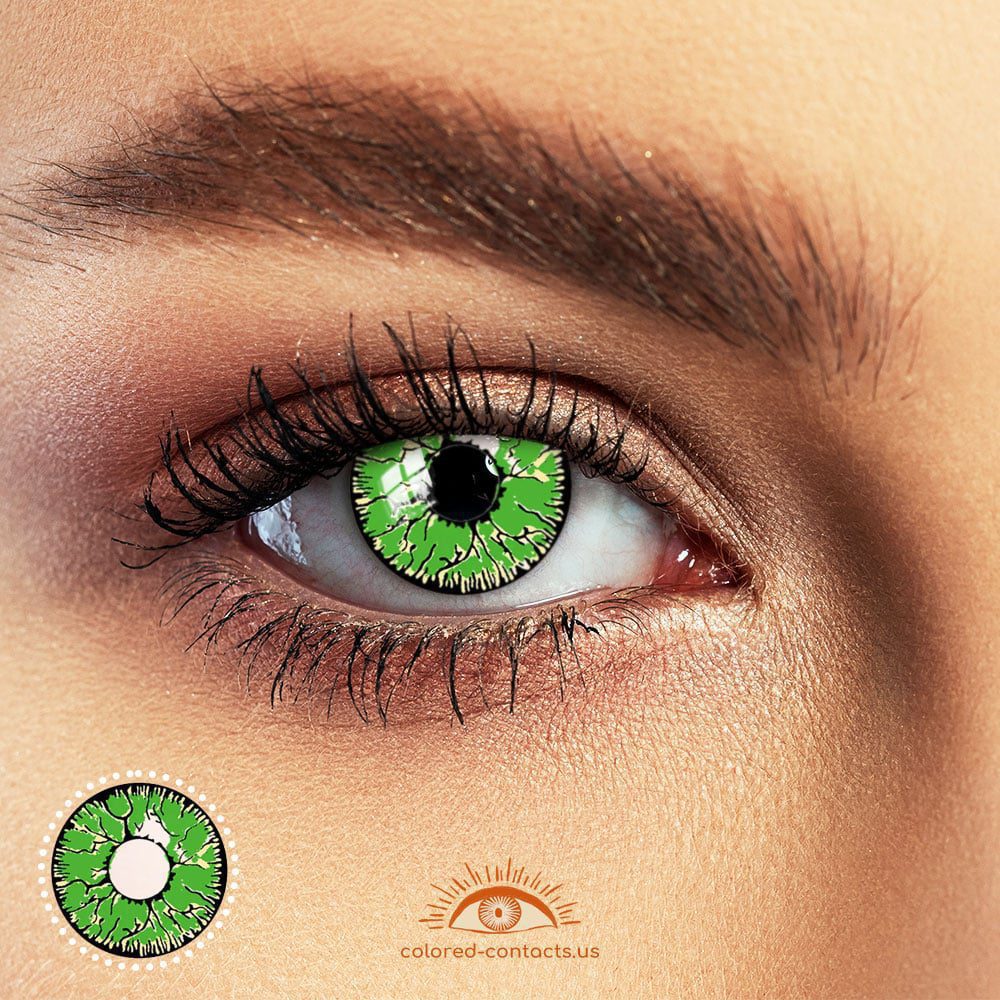 Demon Green Crack Eye Halloween Contacts - image 1