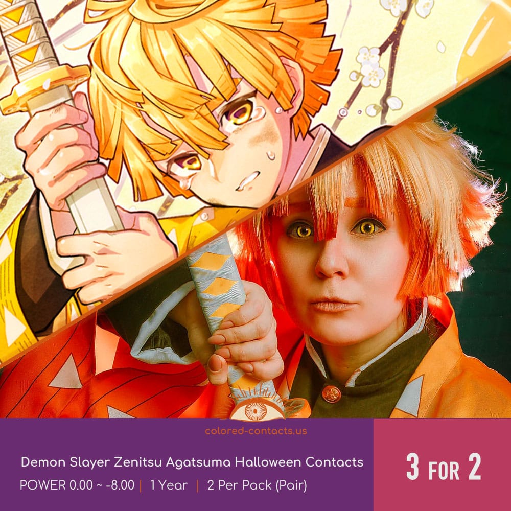 Demon Slayer Zenitsu Agatsuma Halloween Contacts - thumbnail 3